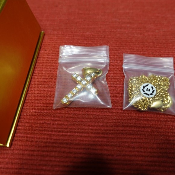 Mister 18K Gold Plated CZ Cross Pendant Necklace 24 in - Picture 1 of 3